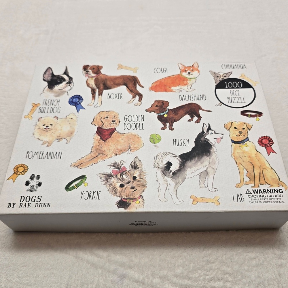 Rae Dunn Dogs 1000 Piece Puzzle 27x20 Corgi Lab Doodle Art‎